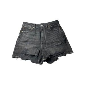 American Eagle‎ Women's 4 90s Boyfriend Short Black Cutoff Raw Hem